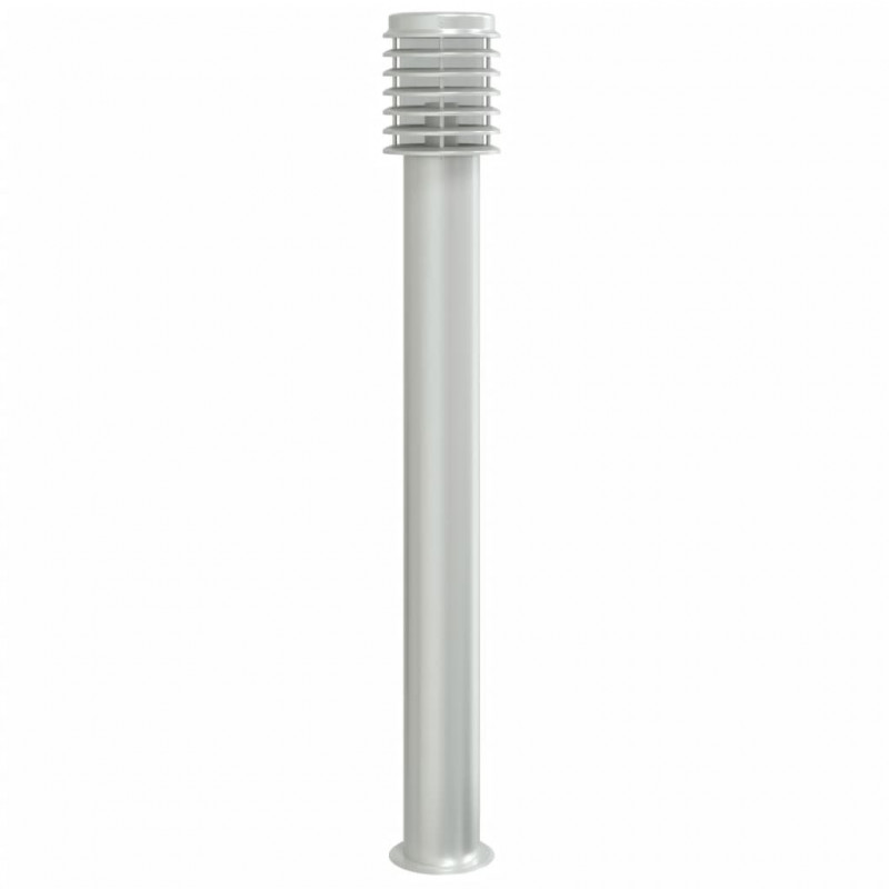 Lampy ogrodowe na słupku, 3 szt., srebrne, 110 cm, stal
