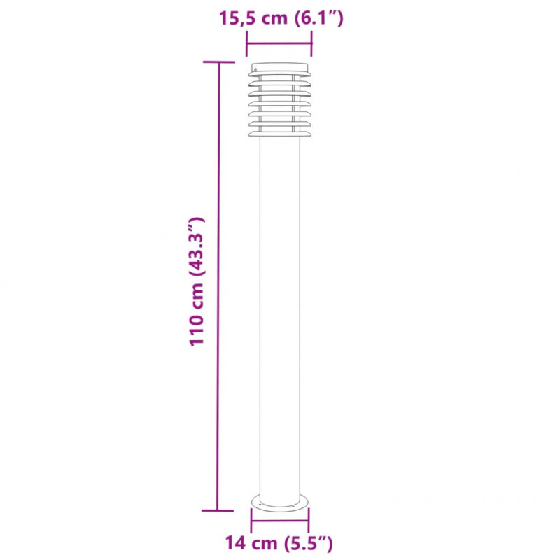 Lampy ogrodowe na słupku, 3 szt., srebrne, 110 cm, stal