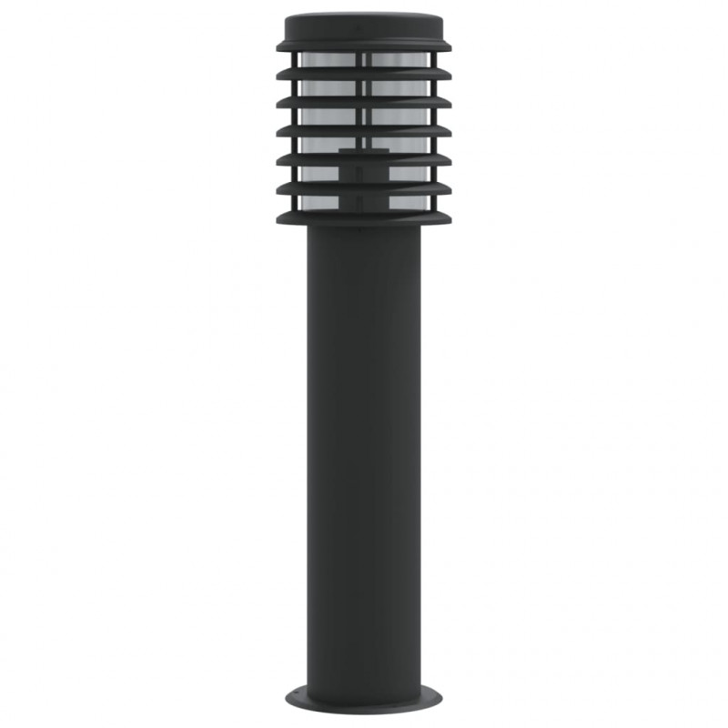 Lampy ogrodowe na słupku, 3 szt., czarne, 60 cm, stal