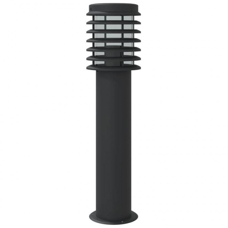 Lampy ogrodowe na słupku, 3 szt., czarne, 60 cm, stal