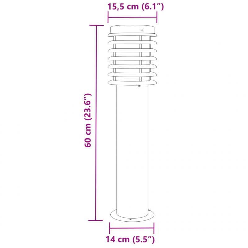 Lampy ogrodowe na słupku, 3 szt., czarne, 60 cm, stal