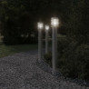 Lampy ogrodowe na słupku, z gniazdkiem, 3 szt., srebrne, 110 cm
