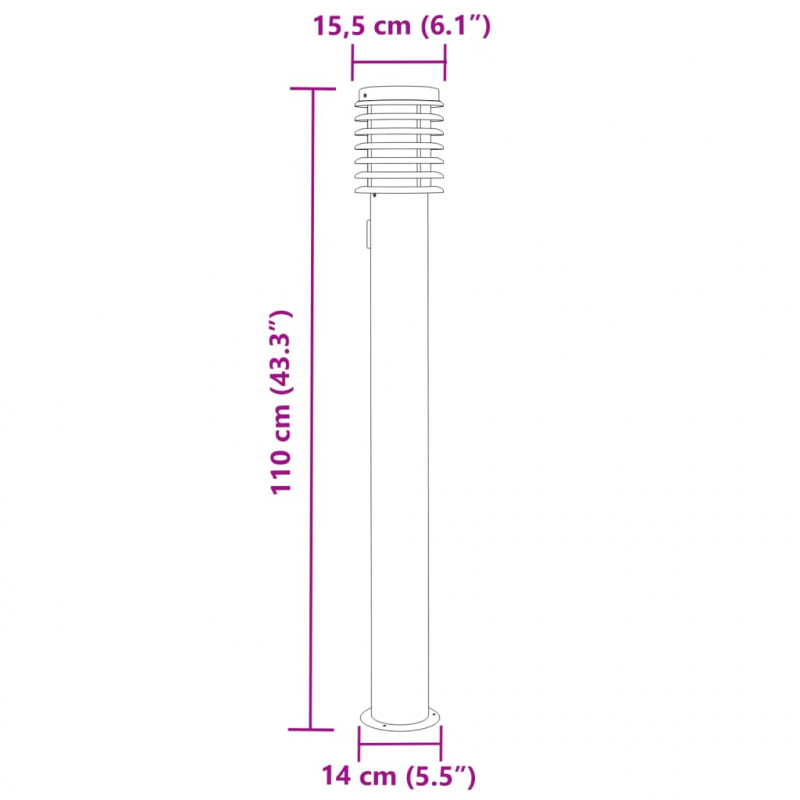 Lampy ogrodowe na słupku, z gniazdkiem, 3 szt., srebrne, 110 cm