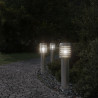 Lampy ogrodowe na słupku, z gniazdkiem, 3 szt., srebrne, 60 cm