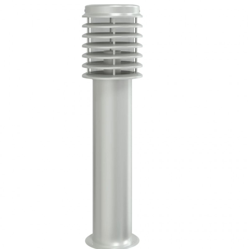 Lampy ogrodowe na słupku, z gniazdkiem, 3 szt., srebrne, 60 cm
