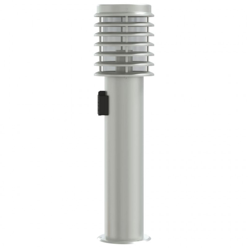 Lampy ogrodowe na słupku, z gniazdkiem, 3 szt., srebrne, 60 cm