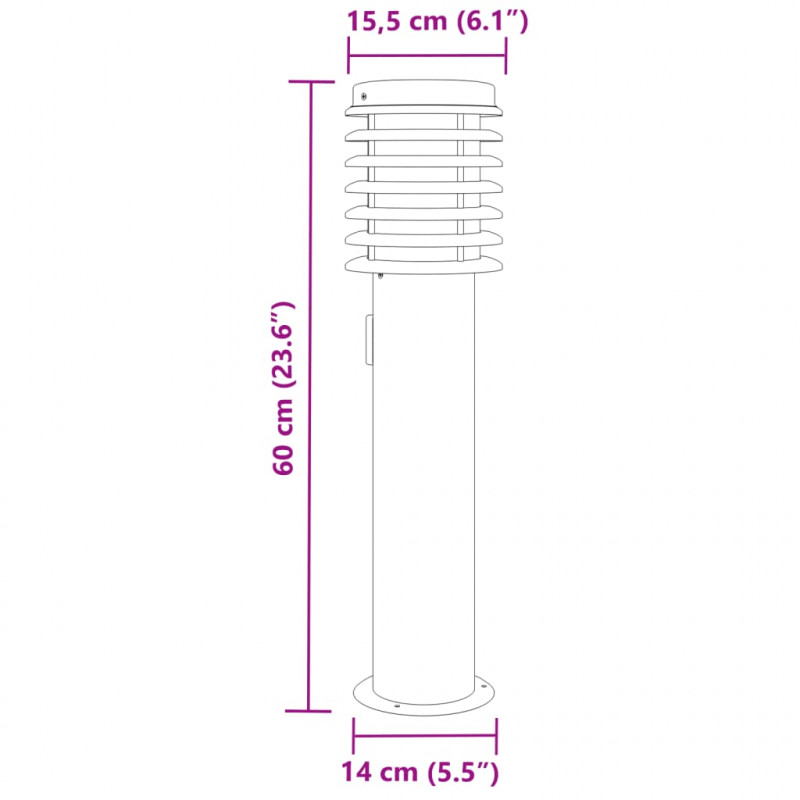Lampy ogrodowe na słupku, z gniazdkiem, 3 szt., srebrne, 60 cm
