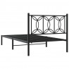 Metalowa rama łóżka z wezgłowiem, czarna, 100x190 cm
