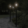 Lampy ogrodowe na słupku, 3 szt., czarne, 120 cm, stal