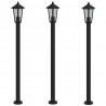 Lampy ogrodowe na słupku, 3 szt., czarne, 120 cm, stal