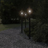 Lampy ogrodowe na słupku, 3 szt., czarne, 120 cm, stal