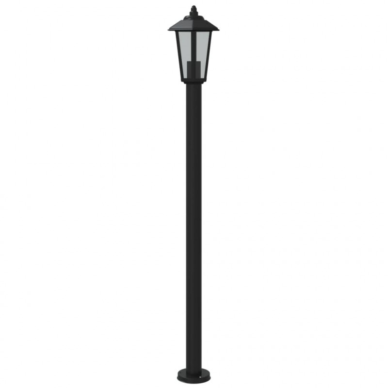 Lampy ogrodowe na słupku, 3 szt., czarne, 120 cm, stal