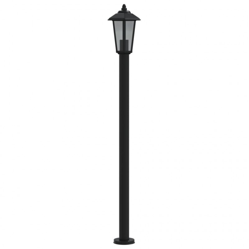Lampy ogrodowe na słupku, 3 szt., czarne, 120 cm, stal