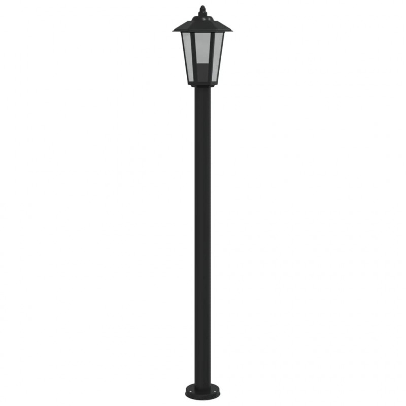 Lampy ogrodowe na słupku, 3 szt., czarne, 120 cm, stal