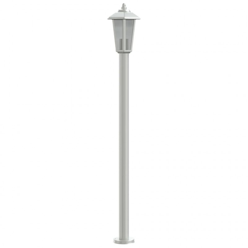 Lampa ogrodowa na słupku, srebrna, 120 cm, stal nierdzewna