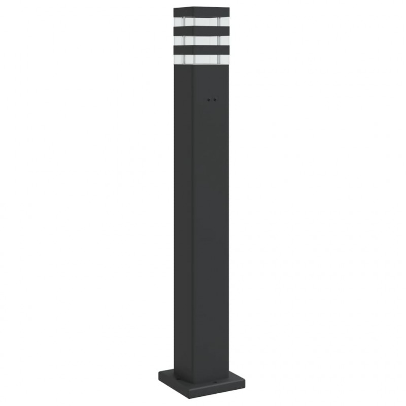 Zewnętrzna lampa stojąca z gniazdkiem, czarna, 80 cm, aluminium