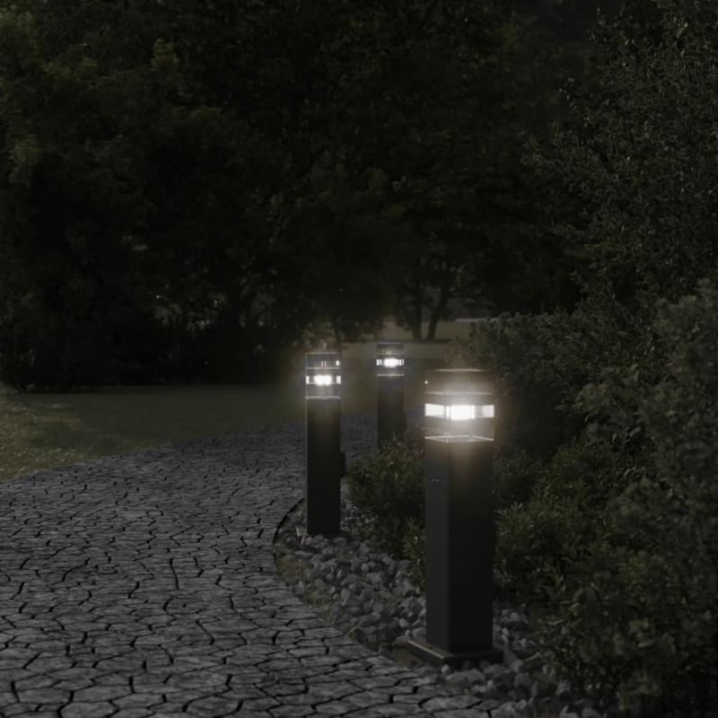 Zewnętrzna lampa stojąca z gniazdkiem, czarna, 50 cm, aluminium