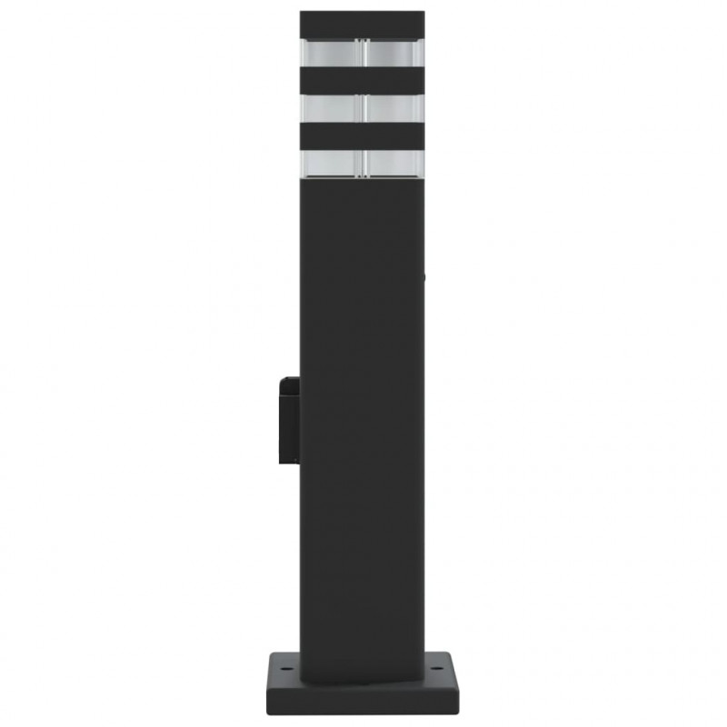 Zewnętrzna lampa stojąca z gniazdkiem, czarna, 50 cm, aluminium