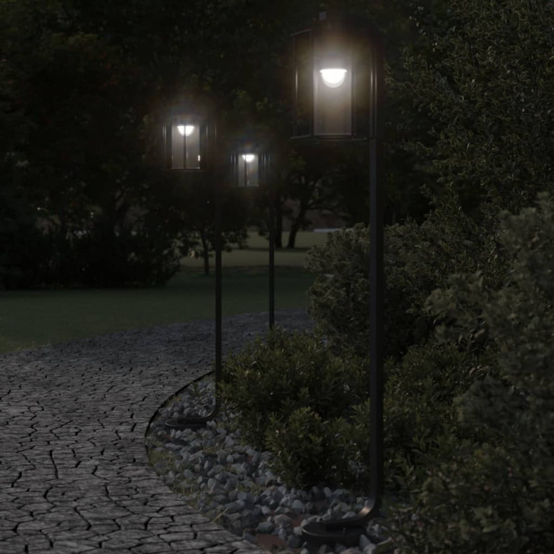 Lampy ogrodowe stojące, 3 szt., czarne, 100 cm, stal nierdzewna