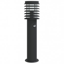 Lampa ogrodowa na słupku, z czujnikiem, czarna, 60 cm, stal