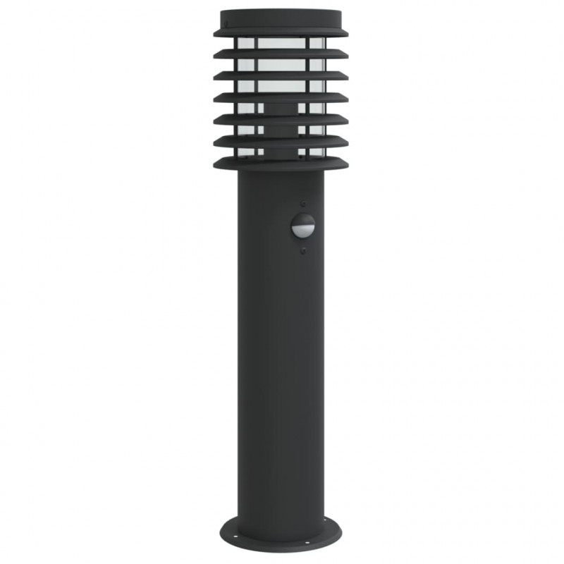 Lampa ogrodowa na słupku, z czujnikiem, czarna, 60 cm, stal