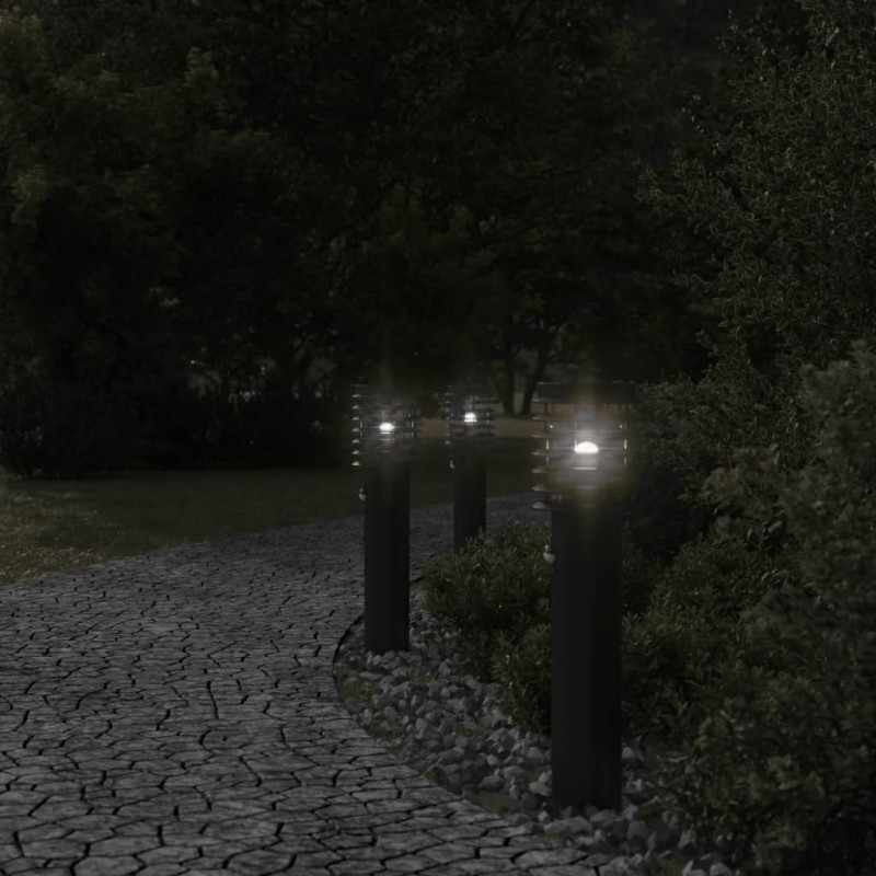 Lampa ogrodowa na słupku, z czujnikiem, czarna, 60 cm, stal