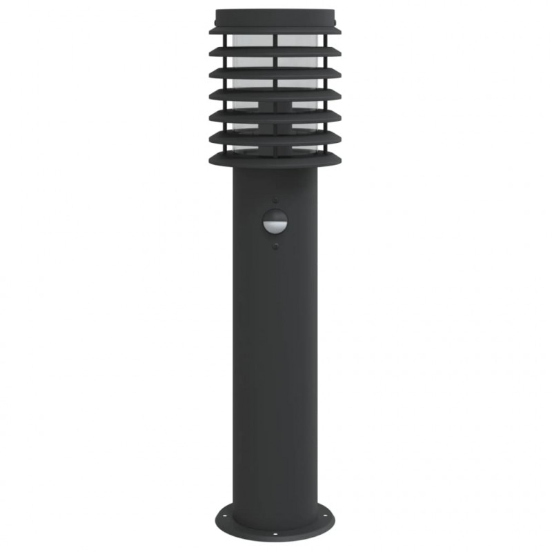 Lampa ogrodowa na słupku, z czujnikiem, czarna, 60 cm, stal