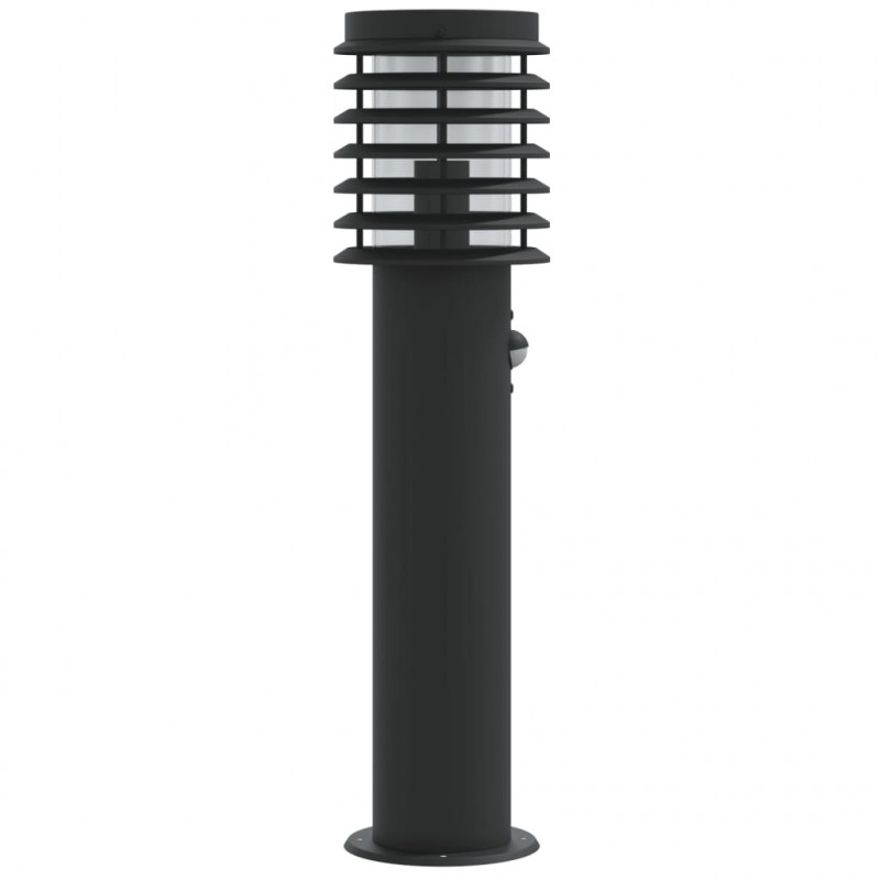 Lampa ogrodowa na słupku, z czujnikiem, czarna, 60 cm, stal