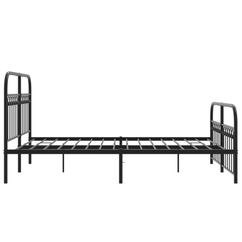 Metalowa rama łóżka z wezgłowiem i zanóżkiem, czarna, 140x190cm