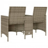 Ogrodowa sofa 2-os. ze stolikiem i poduszkami, szary rattan PE