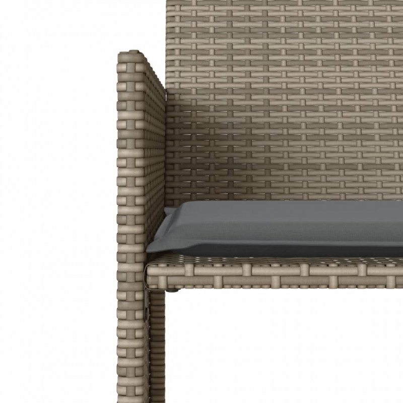 2-os. sofa ogrodowa ze stolikiem i stołkami, szara, polirattan