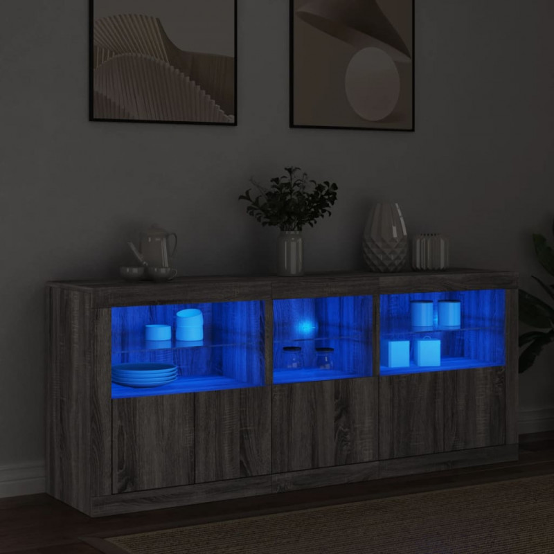 Szafka z oświetleniem LED, szary dąb sonoma, 162x37x67 cm