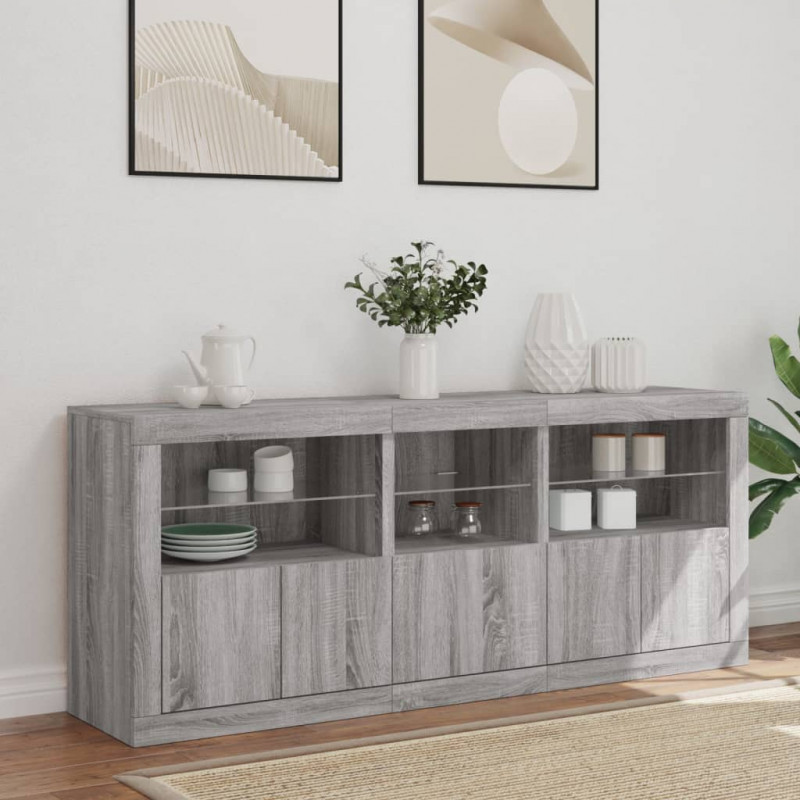 Szafka z oświetleniem LED, szary dąb sonoma, 162x37x67 cm