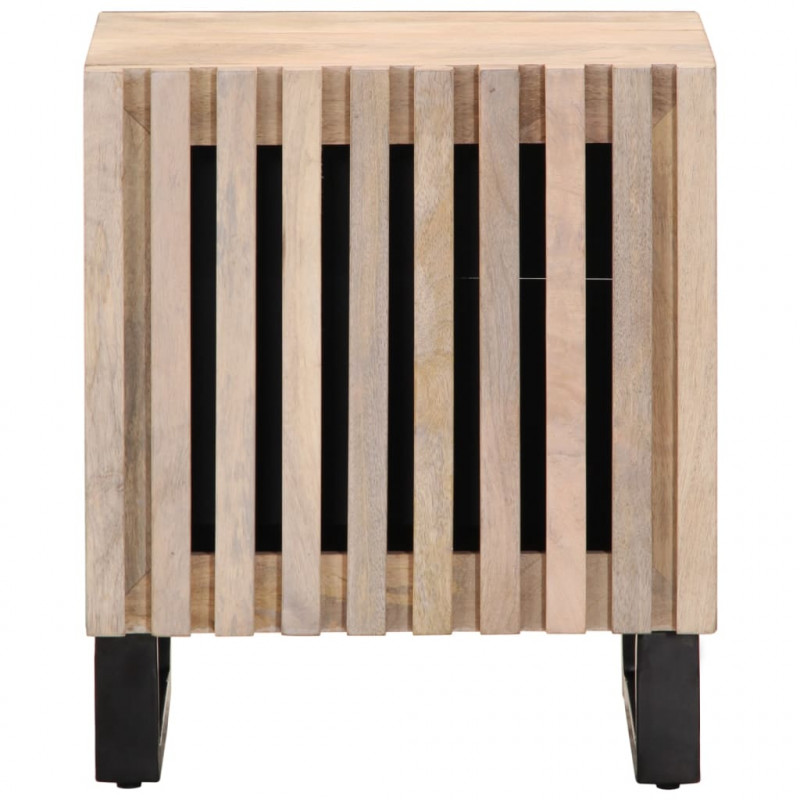 Szafki nocne, 2 szt., 40x34x46 cm, bielone drewno mango