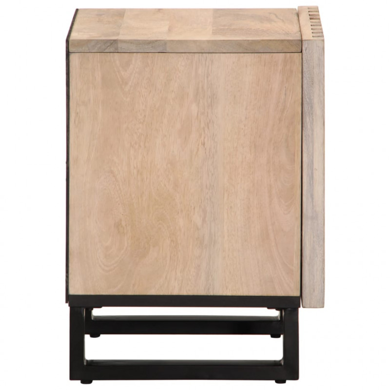 Szafki nocne, 2 szt., 40x34x46 cm, bielone drewno mango