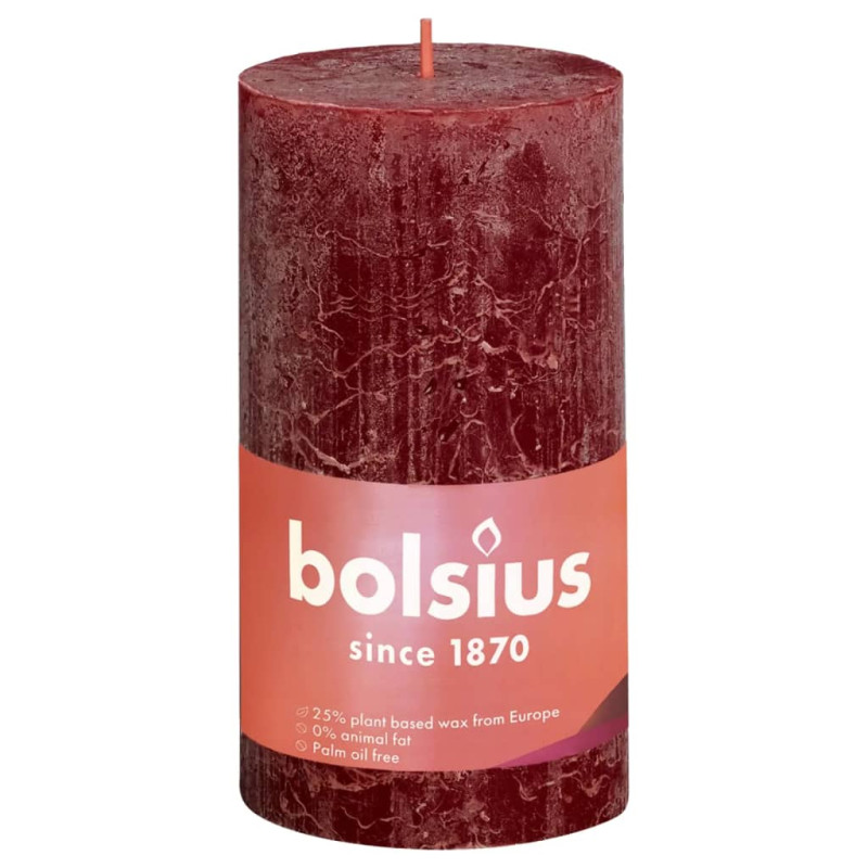 Bolsius Świece pieńkowe Shine, 4 szt., 130x68 mm, aksamitna czerwień