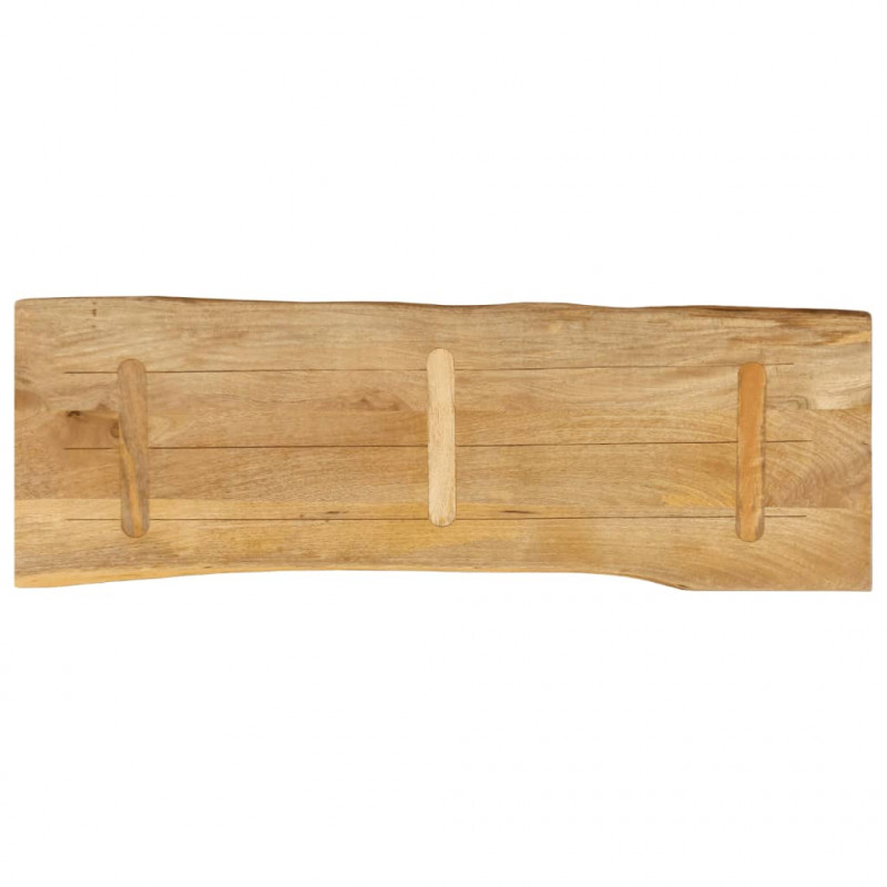Blat stołu, 140x40x3,8 cm, naturalna krawędź, lite drewno mango