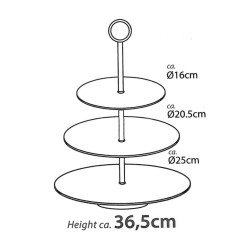 Excellent Houseware 3-poziomowa patera, 36,5 cm, stal nierdzewna