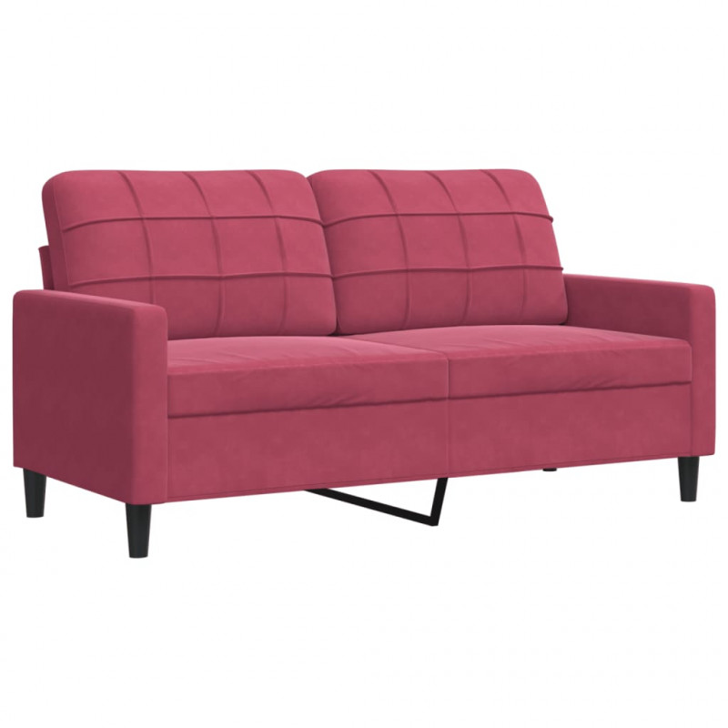 Sofa 2-osobowa, winna czerwień, 140 cm, tapicerowana aksamitem