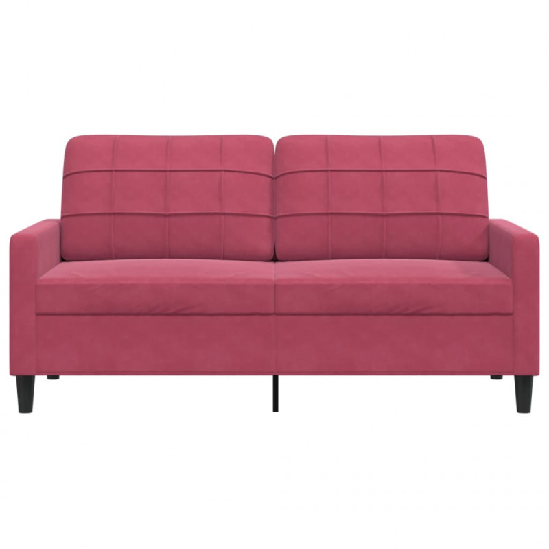 Sofa 2-osobowa, winna czerwień, 140 cm, tapicerowana aksamitem