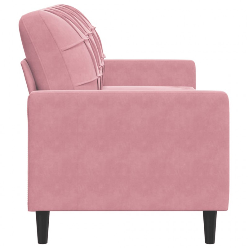 Sofa 3-osobowa, różowa, 180 cm, obita aksamitem