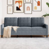 Sofa 3-osobowa, ciemnoszara, 180 cm, obita aksamitem