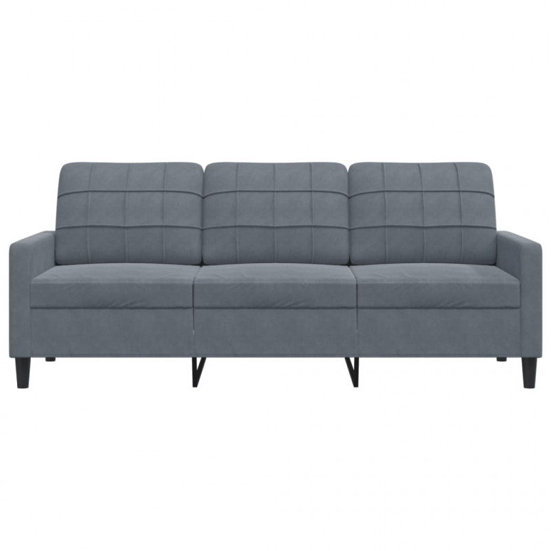 Sofa 3-osobowa, ciemnoszara, 180 cm, obita aksamitem