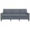 Sofa 3-osobowa, ciemnoszara, 180 cm, obita aksamitem