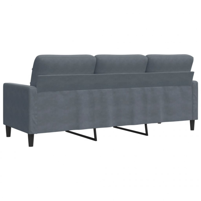 Sofa 3-osobowa, ciemnoszara, 180 cm, obita aksamitem