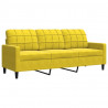Sofa 3-osobowa, żółty, 180 cm, tapicerowana aksamitem