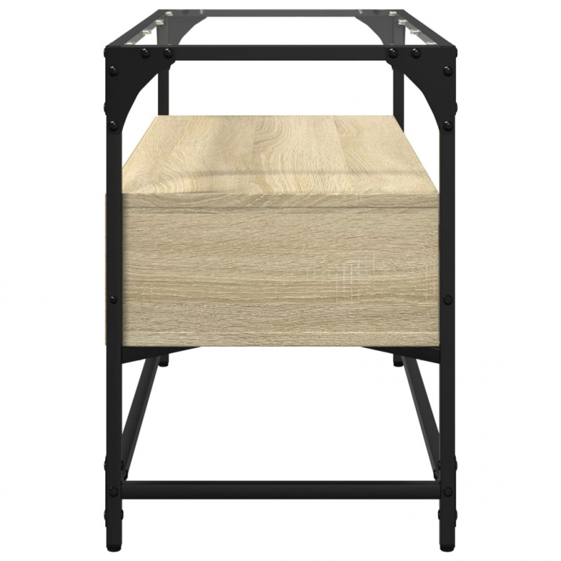 Szafka pod TV ze szklanym blatem, dąb sonoma, 80x35x51 cm