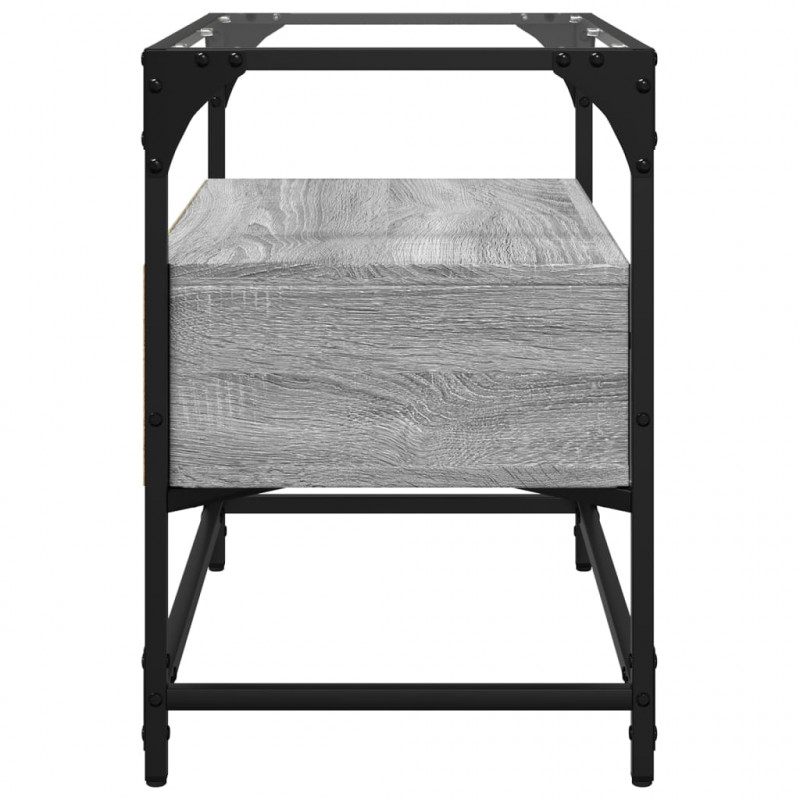 Szafka pod TV ze szklanym blatem, szary dąb sonoma, 60x35x51 cm