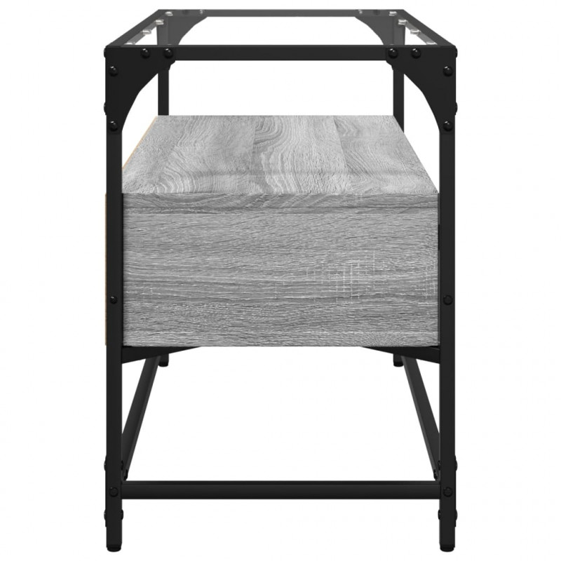 Szafka pod TV ze szklanym blatem, szary dąb sonoma, 80x35x51 cm