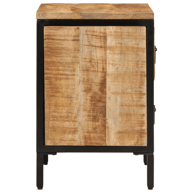 Szafka nocna z 2 szufladami, 40x35x53 cm, surowe drewno mango
